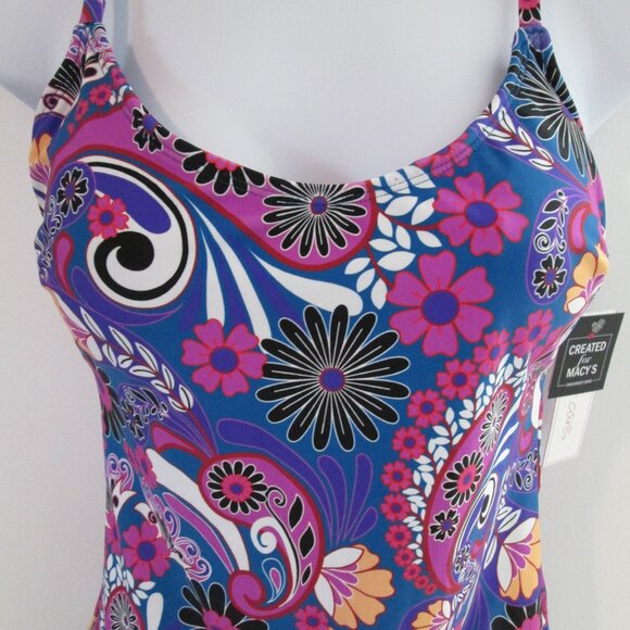 Salt + Cove Swimsuit Retro Hippie Print Scoop Neck One-Piece Sz M - Picture 7 of 12